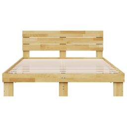 Berkfield Home Bed Frame with Headboard without Mattress 140x190 cm Solid Wood Oak in Brown - thumbnail 6