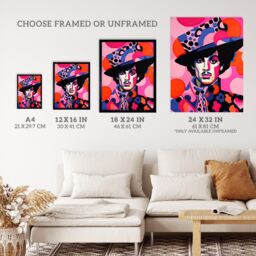 Wee Blue Coo Wall Art Print The Artist Bright Portrait Pop Music Icon Living Room Framed in Pink - Size: A4 - thumbnail 3