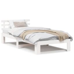 Berkfield Home Pine Wood Bed Frame White White Solid wood 90 x 200 cm Durable - thumbnail 4