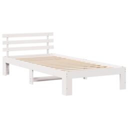 Berkfield Home Pine Wood Bed Frame White White Solid wood 90 x 200 cm Durable - thumbnail 2