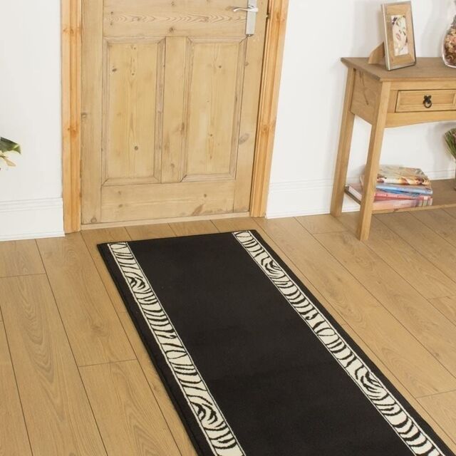 runrug Hallway Carpet Runner Rug - Soft & Comfy, 9mm - 'Zebra' in Black - Size: 70 cm x 180 cm - image 1
