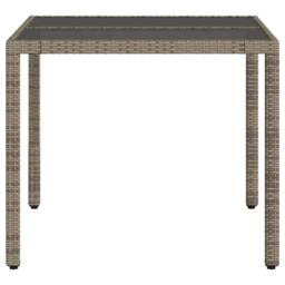 Berkfield Home Garden Table with Glass Top Grey 90x90x75 cm Poly Rattan - Size: 90 x 90 x 75 cm - thumbnail 5