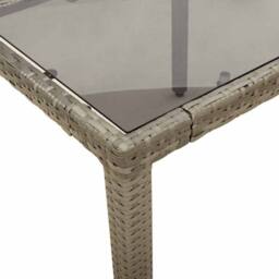 Berkfield Home Garden Table with Glass Top Grey 90x90x75 cm Poly Rattan - Size: 90 x 90 x 75 cm - thumbnail 8