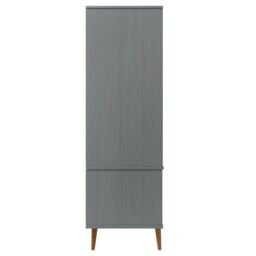 Berkfield Home Wardrobe MOLDE Grey 90x55x175 cm Solid Wood Pine - Size: 90 x 55 x 175 cm - thumbnail 6