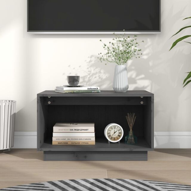 Berkfield Home TV Cabinet Grey 60x35x35 cm Solid Wood Pine - Size: 60 x 35 x 35 cm - image 1