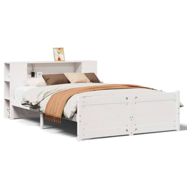 Berkfield Home Bookcase Bed without Mattress White 140x200cm Solid Wood Pine - Size: 140x200 cm - image 1