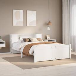 Berkfield Home Bookcase Bed without Mattress White 140x200cm Solid Wood Pine - Size: 140x200 cm - thumbnail 2