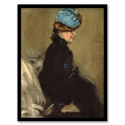 Artery8 Alfred Henry Maurer Portrait of a Woman in Black Framed Wall Art Print in Brown - Size: A4 - thumbnail 1