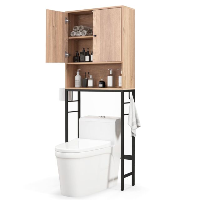 Costway Over The Toilet Storage Cabinet Free Standing Toilet Rack-Natural in Natural - image 1