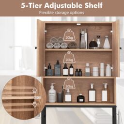 Costway Over The Toilet Storage Cabinet Free Standing Toilet Rack-Natural in Natural - thumbnail 6