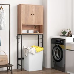 Costway Over The Toilet Storage Cabinet Free Standing Toilet Rack-Natural in Natural - thumbnail 3