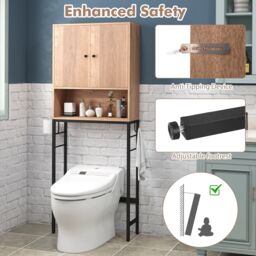 Costway Over The Toilet Storage Cabinet Free Standing Toilet Rack-Natural in Natural - thumbnail 5
