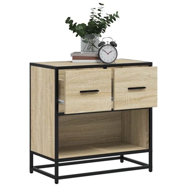 Berkfield Home Bedside Cabinet Sonoma Oak 60x31x60 cm Engineered Wood & Metal in Brown - Size: 60 x 31 x 60 cm - image 1
