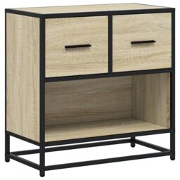 Berkfield Home Bedside Cabinet Sonoma Oak 60x31x60 cm Engineered Wood & Metal in Brown - Size: 60 x 31 x 60 cm - thumbnail 2