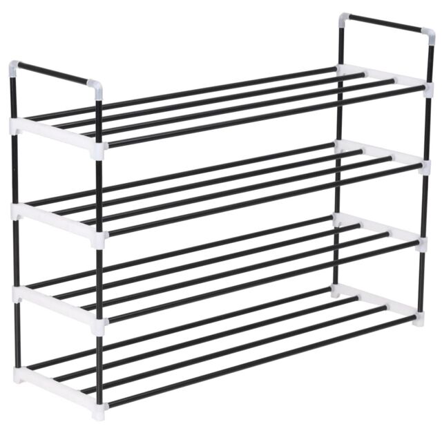 Berkfield Home Shoe Rack with 4 Shelves Metal & Plastic Black - image 1