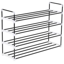 Berkfield Home Shoe Rack with 4 Shelves Metal & Plastic Black