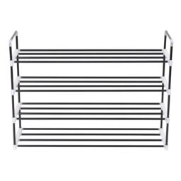 Berkfield Home Shoe Rack with 4 Shelves Metal & Plastic Black - thumbnail 2