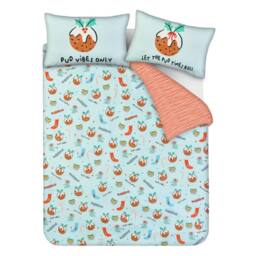 Smart Living Luxury Super Soft & Reversible Festive Christmas Puddings Duvet Set in Blue - Size: King - thumbnail 6
