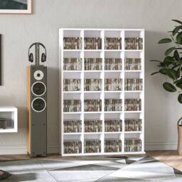 STILVORA Media Storage Unit with Adjustable Shelves in White - thumbnail 2