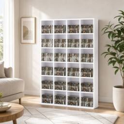 STILVORA Media Storage Unit with Adjustable Shelves in White
