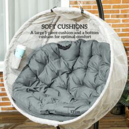 OUTSUNNY Hanging Egg Chair Outdoor Indoor Swing Chair, Folding Basket in Grey - thumbnail 4