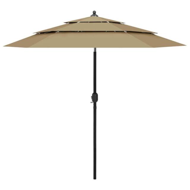 Berkfield Home 3-Tier Parasol with Aluminium Pole Taupe 2.5 m in Beige - image 1
