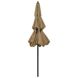 Berkfield Home 3-Tier Parasol with Aluminium Pole Taupe 2.5 m in Beige - thumbnail 4