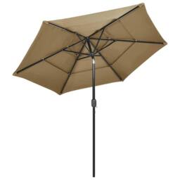 Berkfield Home 3-Tier Parasol with Aluminium Pole Taupe 2.5 m in Beige - thumbnail 3