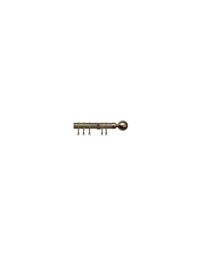 New Edge Blinds 25-28mm Ball End Metal Curtain Pole Set - Antique Brass in Bronze - Size: 200 cm - 380 cm