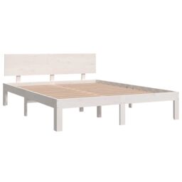 Berkfield Home Bed Frame White Solid Wood Pine 140x190 cm - thumbnail 3