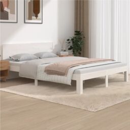 Berkfield Home Bed Frame White Solid Wood Pine 140x190 cm - thumbnail 1