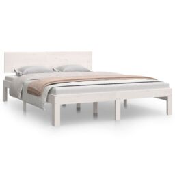 Berkfield Home Bed Frame White Solid Wood Pine 140x190 cm - thumbnail 2