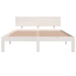 Berkfield Home Bed Frame White Solid Wood Pine 140x190 cm - thumbnail 4
