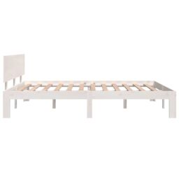 Berkfield Home Bed Frame White Solid Wood Pine 140x190 cm - thumbnail 5
