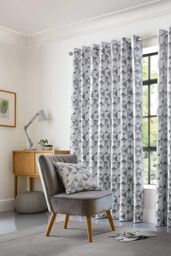 Alan Symonds Skandi Geometric Jacquard Fully Lined Eyelet Curtains in Silver - Size: 168 cm width x 137 cm drop