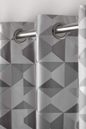 Alan Symonds Skandi Geometric Jacquard Fully Lined Eyelet Curtains in Silver - Size: 168 cm width x 137 cm drop - thumbnail 2