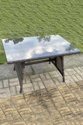 Fimous PE Rattan Dining Table With Clear Tempered Glass in Dark Grey - thumbnail 4