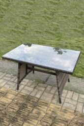 Fimous PE Rattan Dining Table With Clear Tempered Glass in Dark Grey - thumbnail 3