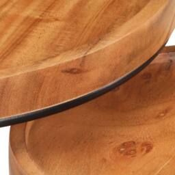 Berkfield Home 2 Piece Coffee Table Set Solid Acacia Wood & Steel in Brown - thumbnail 7