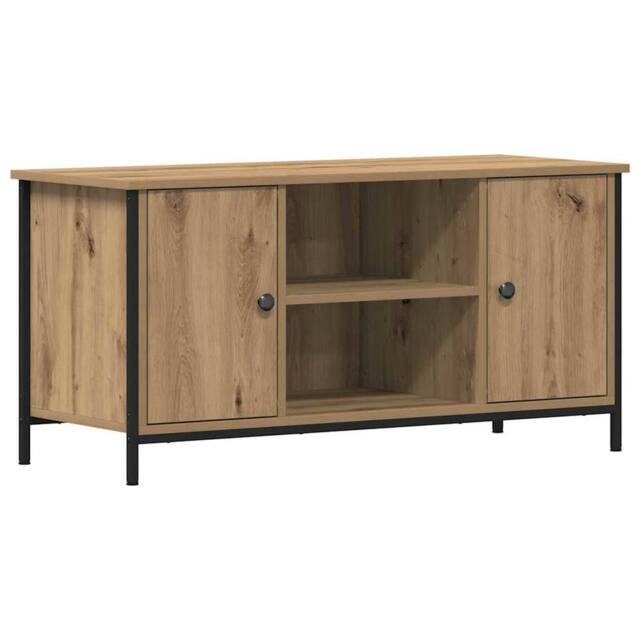 Berkfield Home TV Cabinet Artisan Oak 100x40x50 cm Engineered Wood & Steel in Brown - Size: 100 x 40 x 50 cm - image 1