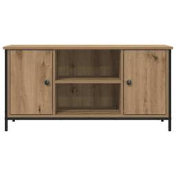 Berkfield Home TV Cabinet Artisan Oak 100x40x50 cm Engineered Wood & Steel in Brown - Size: 100 x 40 x 50 cm - thumbnail 6