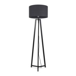 ValueLights Lottie Black Wood Tripod Floor Lamp with Fabric Drum Shade in Charcoal - thumbnail 2