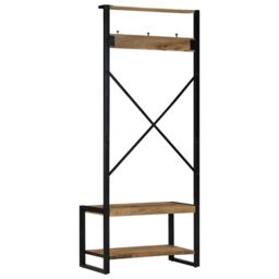Berkfield Home Clothes Rack 80x40x190 cm Solid Rough Wood Mango in Brown - Size: 80 x 40 x 190 cm - thumbnail 4