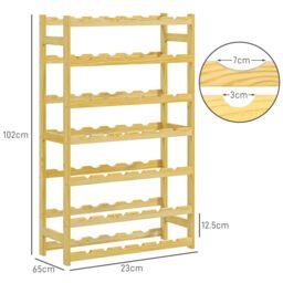 HOMCOM Wooden Wine Rack 42 Bottles Narrow 7 tier Wine Holder for Home Bar in Yellow - thumbnail 3