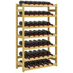 HOMCOM Wooden Wine Rack 42 Bottles Narrow 7 tier Wine Holder for Home Bar in Yellow - thumbnail 2