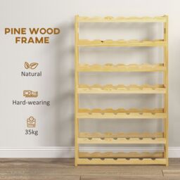 HOMCOM Wooden Wine Rack 42 Bottles Narrow 7 tier Wine Holder for Home Bar in Yellow - thumbnail 6