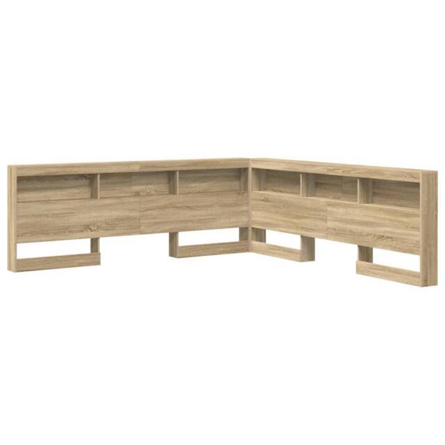 Berkfield Home Storage Headboard with Shelf Sonoma oak 200 cm Engineered wood in Light Tan - image 1