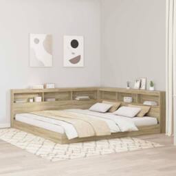 Berkfield Home Storage Headboard with Shelf Sonoma oak 200 cm Engineered wood in Light Tan - thumbnail 2