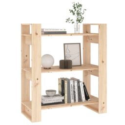 Berkfield Home Book Cabinet/Room Divider 80x35x91 cm Solid Wood Pine in Brown - Size: 80 x 35 x 91 cm - thumbnail 4