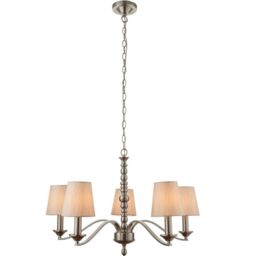 Loops Hanging Ceiling Pendant Light SATIN NICKEL 5x Shade Lamp Bulb Holder Fitting in Metallics - thumbnail 4